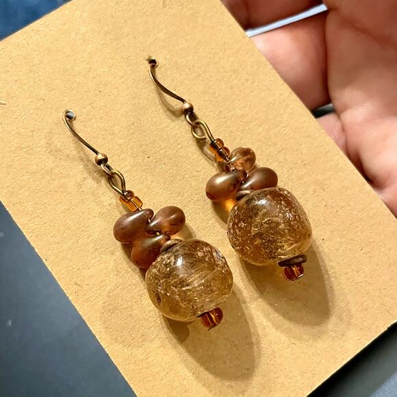 3 for $15 Clearance Copper Boho Beaded Glass Drop Earrings - Picture 7 of 7